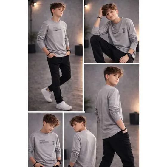 Camiseta Manga Longa Infantil Masculina Tom Quest Algodão Confortável Casual Menino Básica Estilosa