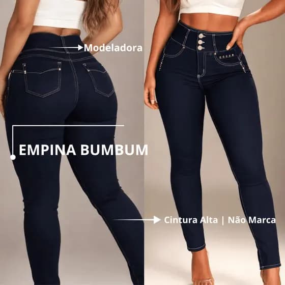 Calça Jeans Feminina Haka Modeladora Empina Bumbum Cintura Alta Modela Corpo