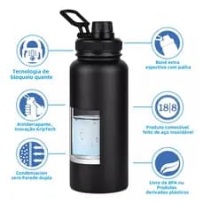 Normal - Garrafa Térmica Isolada a Vácuo (800ML) – Preta