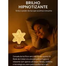 ESTRELA - Luminária Abajur Cristal Led Touch Recarregável USB | BM-F1192
