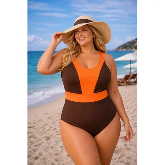 Maiô Plus Size Bicolor - Elegância e Sustentação com Estilo Clássico