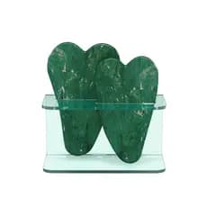 Gua Sha Ferramenta Para Massagem Verde Pedra Jade Natural 2 Peças Com Rack Vctec