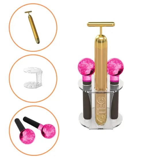 Esfera De Cromoterapia Rosa C/  Glitter + Energy + Rack