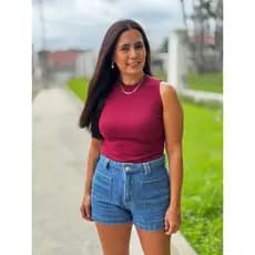 Blusa Regata Canelada Feminina Blogueira Blusinha sem Manga de Verao
