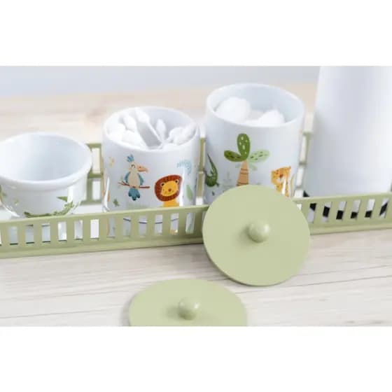 Kit Higiene Bebê Safari Porcelana Maternidade Banho Cuidados K206