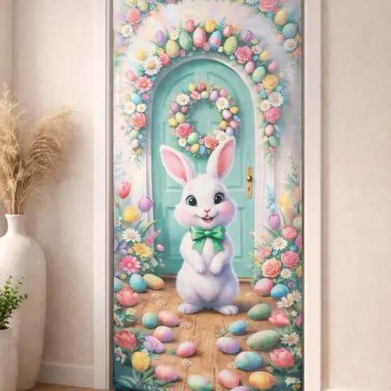 Enfeite De Porta Decorativo Páscoa Feliz e Natal Feliz