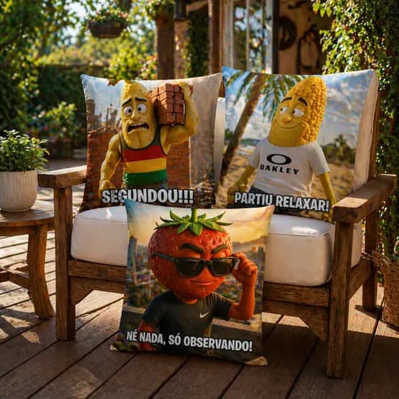 Almofada Meme Frutas Engraçadas Novelinha das Frutas | Capa Divertida, Presente Criativo | Decoração.