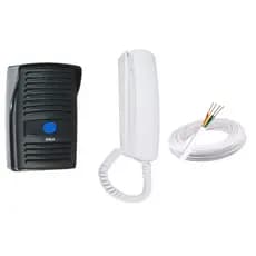 Kit Interfone Porteiro Eletronico PRETO c/ cabo 4 vias 25 metros