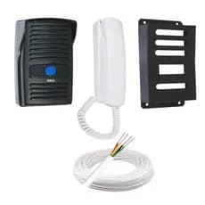 Kit Porteiro Interfone Eletronico Preto com capa anti vandalismo e 100 metros cabo