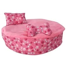 Kit 3 Peças Cama Bola Com Almofada E Ossinho Para Cachorros e Gatos