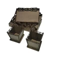 Kit de 7 Trio de Bandejas P-M-G e 2 Vasos Celly em MDF