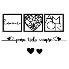 Kit 3 quadros Love para todo sempre cabeceira MDF
