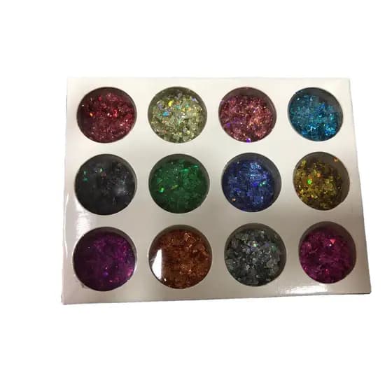 Mulheres maquiagem manicure adesivos de vidro fragmentos irregulares 12 cores shell doces papel laser fototerapia laser adesivos