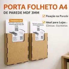 Porta Folheto A4 de Parede MDF 3mm | Organizador de Papéis, Documentos, Lojas e Escritórios