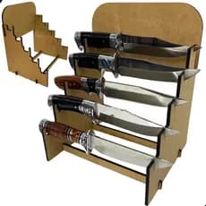 Suporte Para 5 Facas MDF 6mm Expositor Organizador De Facas Cozinha Display Bancada Resistente