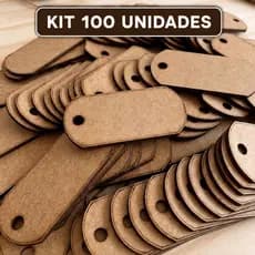 Tag Madeira MDF Lisa Cru Kit 100 Unidades 7,5x3,5cm Para Chaveiro Artesanato Personalização MDF