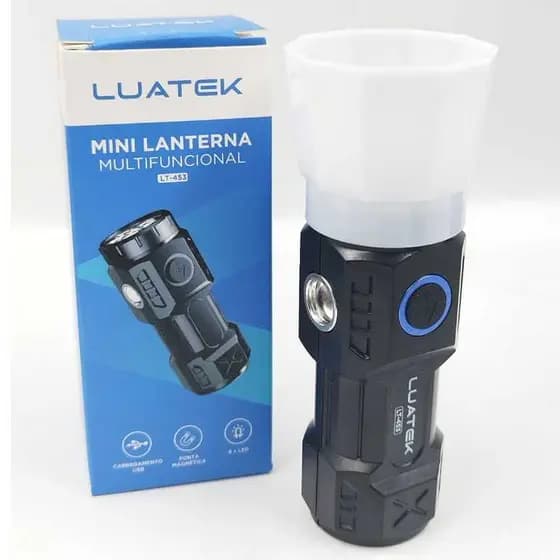Mini Lanterna De Mão Pequena Luz Forte Brilhante Recarregável Com Base de Ima Magnetico lt-453