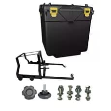 Caixa Baú Moto 110L Icbras + Suporte com Regulagem Garupa / Bros 160 / Trava Mais