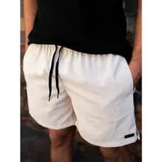 Bermuda ou shorts de Linho básica com bolso embutido Short Casual Plus Size Masculino
