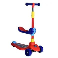 Patinete Infantil 3 Rodas com Assento Removível, Função 2 em 1, Azul e Vermelho