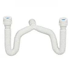 Sifão Sanfonado Duplo Pia Flexível Extensível Universal Branco Para Cuba Banheiro, Cozinha, Tanque