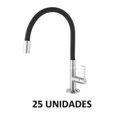 Torneira Cozinha Preta Mesa Bancada Gourmet Flexível 1/4 Volta