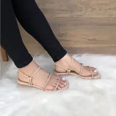 Rasteirinha Delicada Brilhante Preto Branco Nude Tamanho 40 41 42 43 44 45 Sandalia Lancamento
