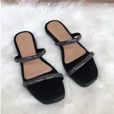 Sandalia Tamanho Especial Brilho Rasteira Sair Passeio Dia Moda Combina Vestido Calca Saia Short