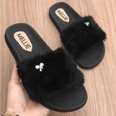 Chinelo Slide Pelucia Laco Sandalia Pelinhos Blogueira Influencer Rasteira Rasteirinha Madrinha