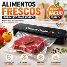Seladora a Vácuo 220V Embaladora de Alimentos Doméstica Conservação Cozinha Profissional