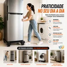 Base com Rodinhas Ajustável para Geladeira Máquina Fogão Suporte Móvel Reforçado