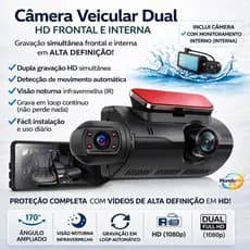Câmera Veicular HD Frontal E Interna Gravação Automotiva