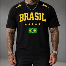 Camiseta Brasil Hexa 2026 Masculina Unissex Futebol Copa do Mundo Algodão Premium