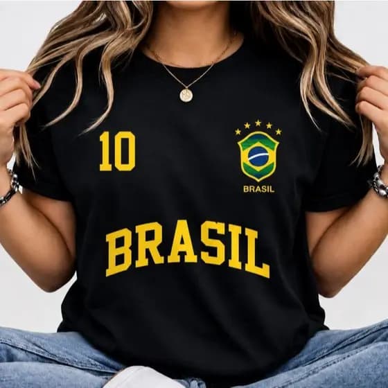 Camiseta Feminina Torcedor Hexa Copa Baby Look ou T-Shirt Algodão Premium