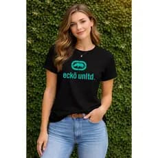 Camiseta Baby Look Feminina Ecko Verde Tecido 100% Algodão Conforto Premium, Envio Imediato