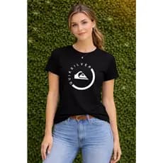 Camiseta Baby Look Feminina Quiksilver Redondo Tecido 100% Algodão Conforto Premium, Envio Imediato