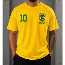 Camiseta Brasil Hexa 2026 Masculina Unissex Copa do Mundo 100% Algodão Premium