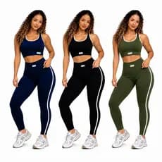 CONJUNTO FITNESS BICOLOR PREMIUM POLIAMIDA (TOP + LEGGING) | CONJUNTO DE ACADEMIA FEMININO - TREINO