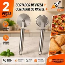 Cortador de Pizza + Cortador de Pastel Carretilha em Aço Inox Restaurantes Pizzaria Bar Premium