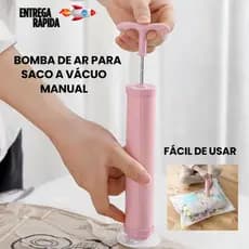 Bomba de Ar Sucção Manual Plastica Para Saco a Vácuo Organizador Mala Viagem Fácil de Usar