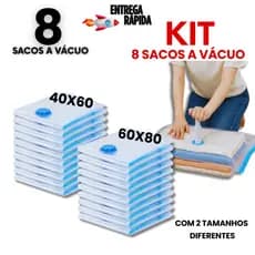 Kit 8 ou 4 ou 2 Saco a Vácuo Organizador Edredom Coberto Mala Roupa De Cama + Bomba 40x60 ou 60x80