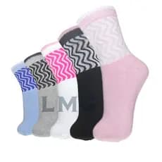 Kit 5 Pares Meia Aeróbica Feminina Colorida – Modelo Ondas | 36 ao 40