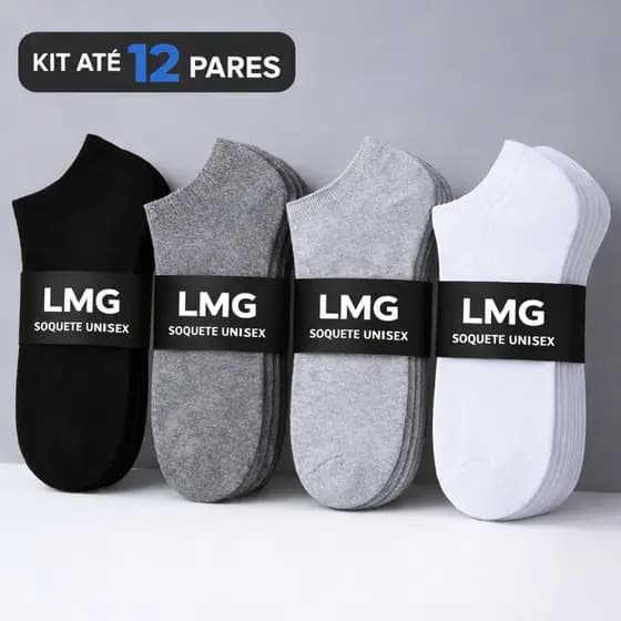 Kit até 12 Pares Meias Soquete Unissex Confortável e Macias