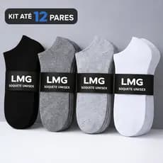 Kit até 12 Pares Meias Soquete Unissex Confortável e Macias