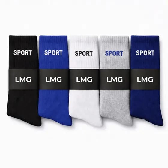 Kit 5 Meias Masculinas Sport Cano Alto Algodão Confortável LMG