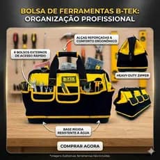 Bolsa De Ferramentas Reforçada Lona Oxford Base Rígida 16 Bolsos e Alça de Ombro
