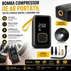 Bomba de Ar Portátil Compressor Digital 150 PSI Pneu Carro Moto Bike Com Lanterna LED Sem Fio