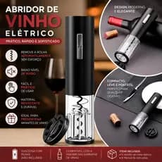 Abridor De Vinho Elétrico Automático Saca Rolhas Prático Elegante
