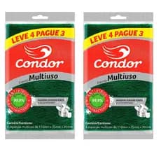 Kit 8 Bucha Esponja Dupla Face Multiuso Para Lavar Louça - Condor (02 pacotes - 04 unidades)