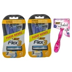 Barbeador Bic Flex3 Azul Leve 4 Pague 3 + Brinde 01 Bic Soleil